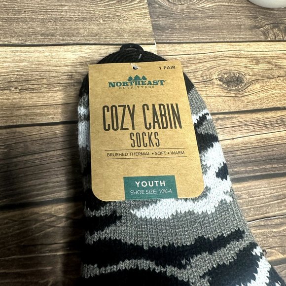 NWT Northeast Outfitters Youth Cozy Cabin Socks Brushed Thermal Size S (Black) - Picture 7 of 9